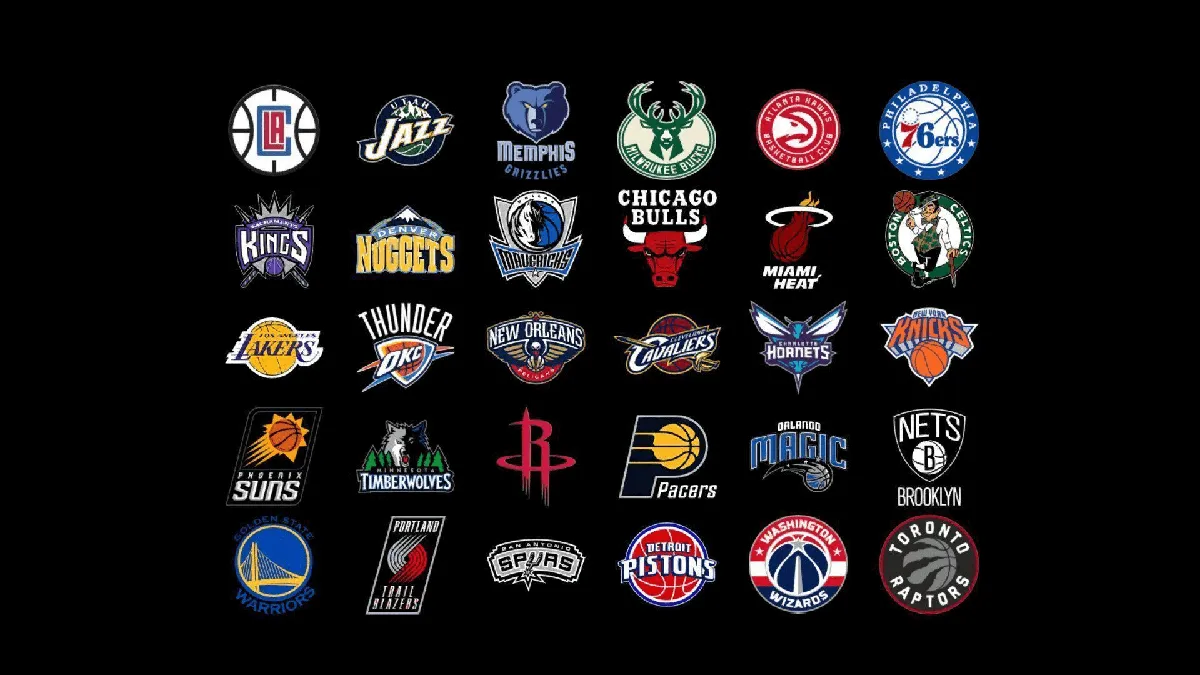 NBA team logos and standings display